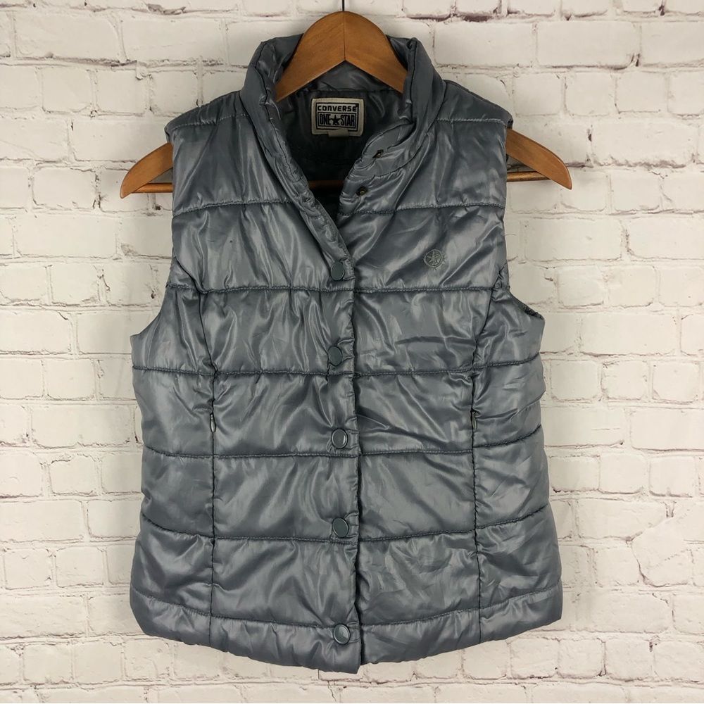 Converse One Star Gray Puffer Vest Women’s Sz Small